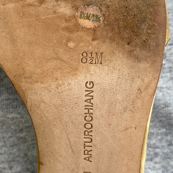 Arturo Chiang Heels Womens 8.5M Gold Sequin Strappy Leather Peep Open Toe Sandal - Picture 11 of 11